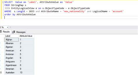 dynamics 365 sql query|Dynamic 365 : SQL query to retrieve all picklist values .